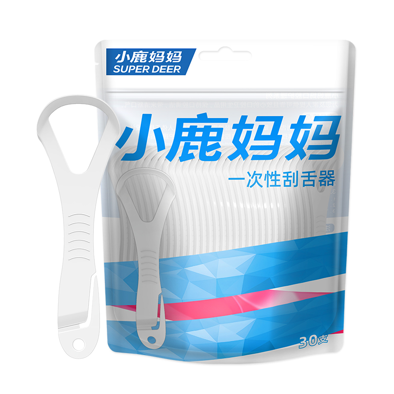 小鹿 一次性刮舌器 30支 袋装(白色款)