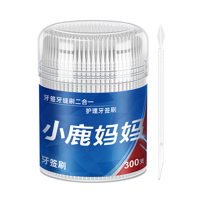 小鹿 牙签刷300支 桶装（小桶）