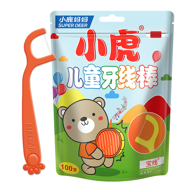 小鹿 小熊儿童牙线100支 拉