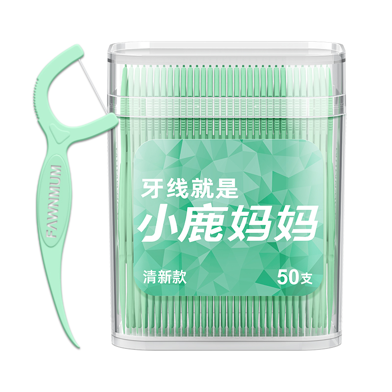 小鹿 青年牙线清新 50支桶装